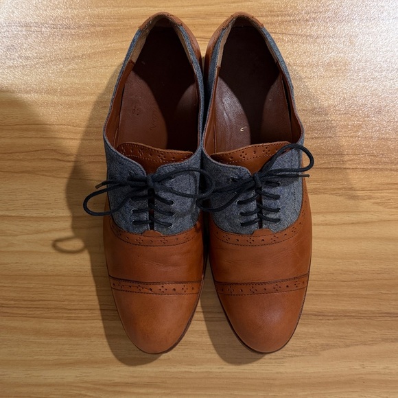 Cole Haan Spectator Oxford Shoes Men’s 8.5 | Leather & Chambray | Cap Toe - Picture 2 of 10